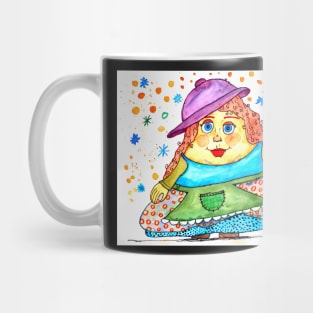 Confident woman in purple hat Mug